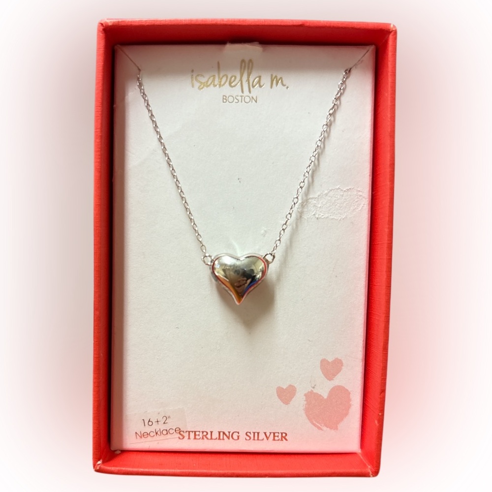 Isabella M. Silver Minimalist Heart Necklace NWOT - Picture 2 of 3